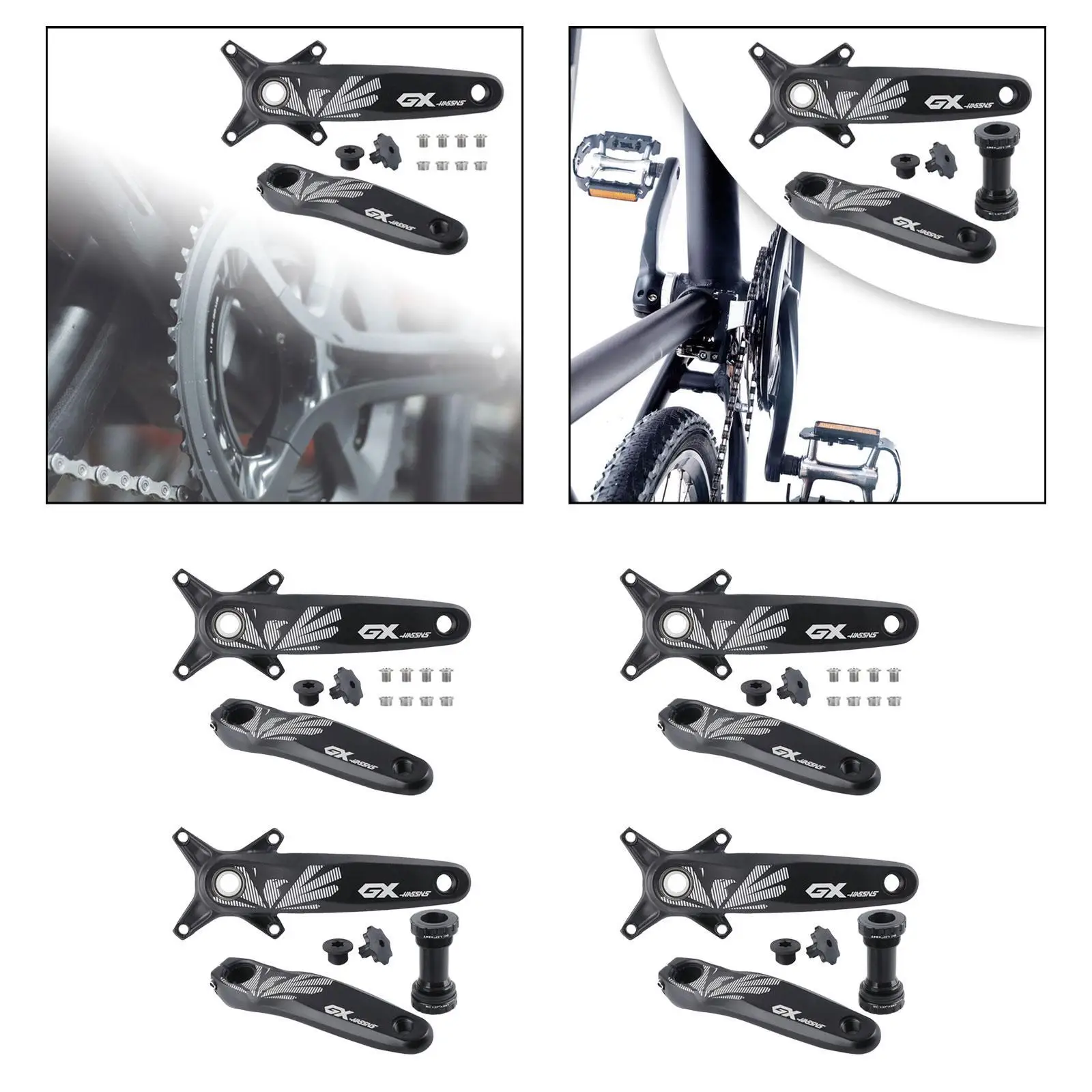 Bicycle Crank Arm Set Waterproof Crank Chainring Set Crank Arm for Trekking Bike Mountain Bikes Road Bikes Repair Replacement