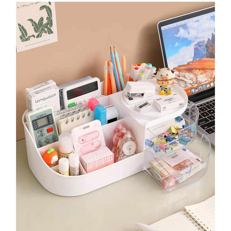 Chic Drawer-Style Cosmetic Organizer Portable Makeup Storage Box For Skincare, Lipstick & More Desktop Storage Stationery Box 6