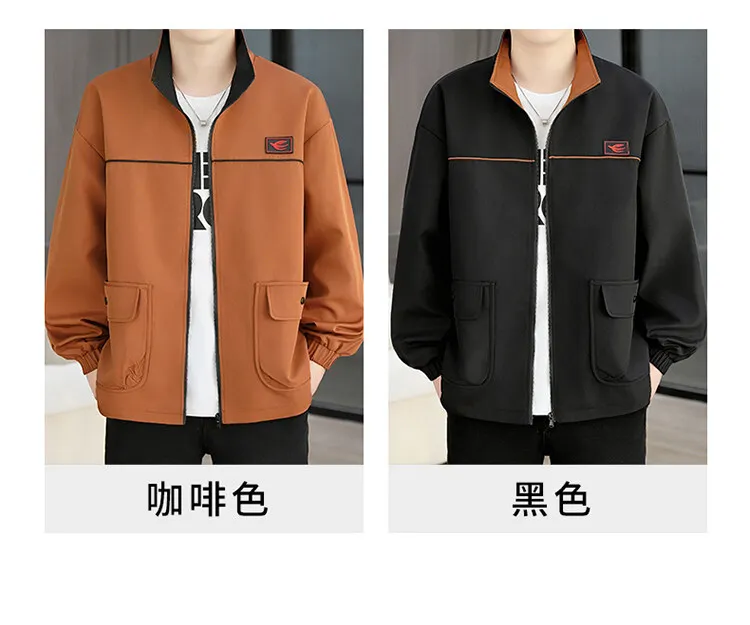 Hochwertige Herren-Freizeitjacken 2026 Frühling Herbst Einfarbige Lockere Mäntel Streetwear Winddichte Oberbekleidung Übergröße 4XL – Detail 6