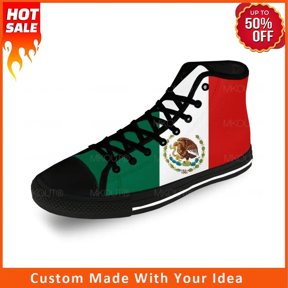 

Мексиканский Флаг Мексики патриотические крутые повседневные тканевые модные с 3D принтом высокие холщовые туфли мужские женские легкие дышащие кроссовки