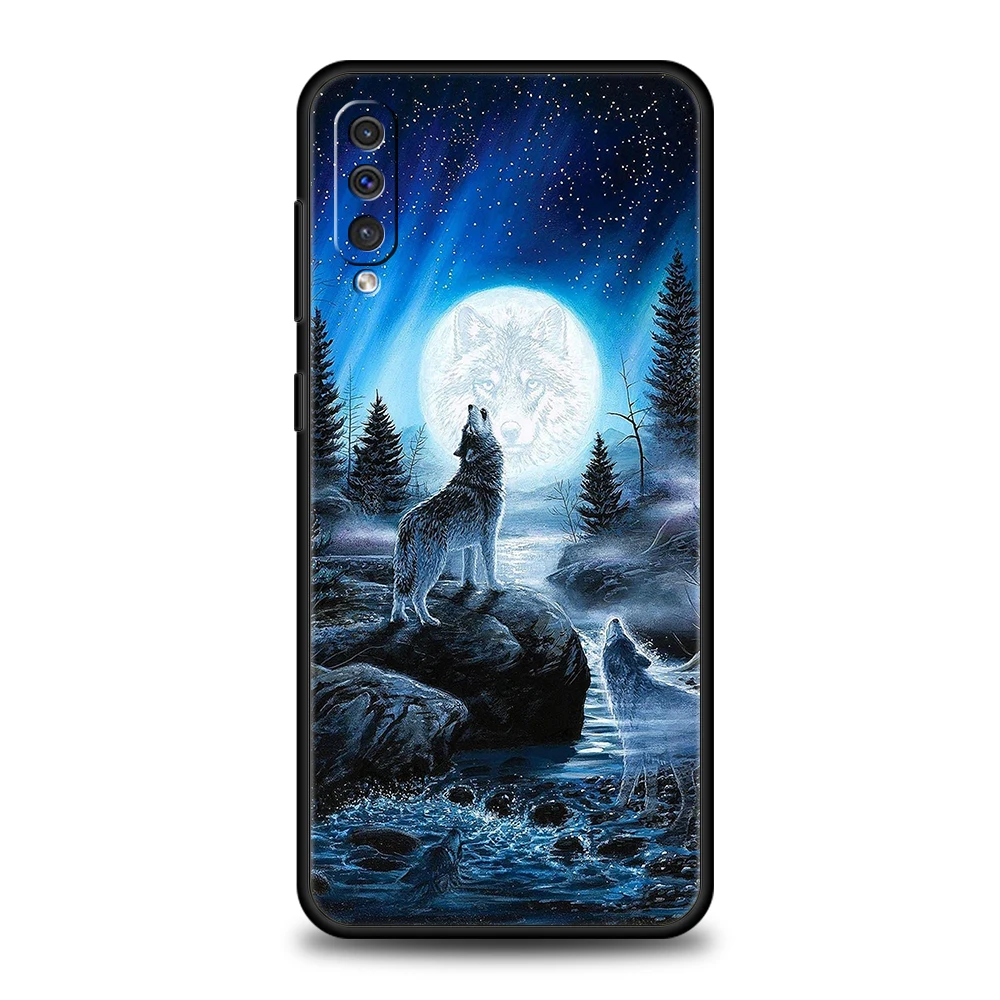 Moon Roaring Wolf Black Silicone Phone Case