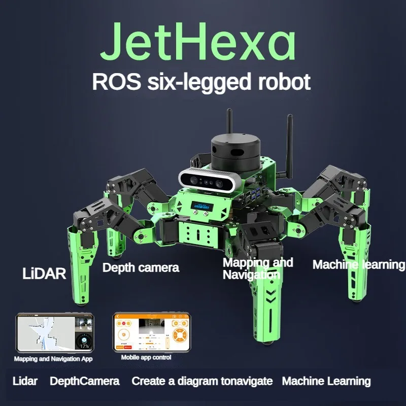 Hiwonder JetHexa ROS Hexapod 지원 Lidar 깊이 카메라 SLAM 매핑 및 내비게이션 키트(제트슨 나노 프로그래밍 가능 로봇 키트용)
