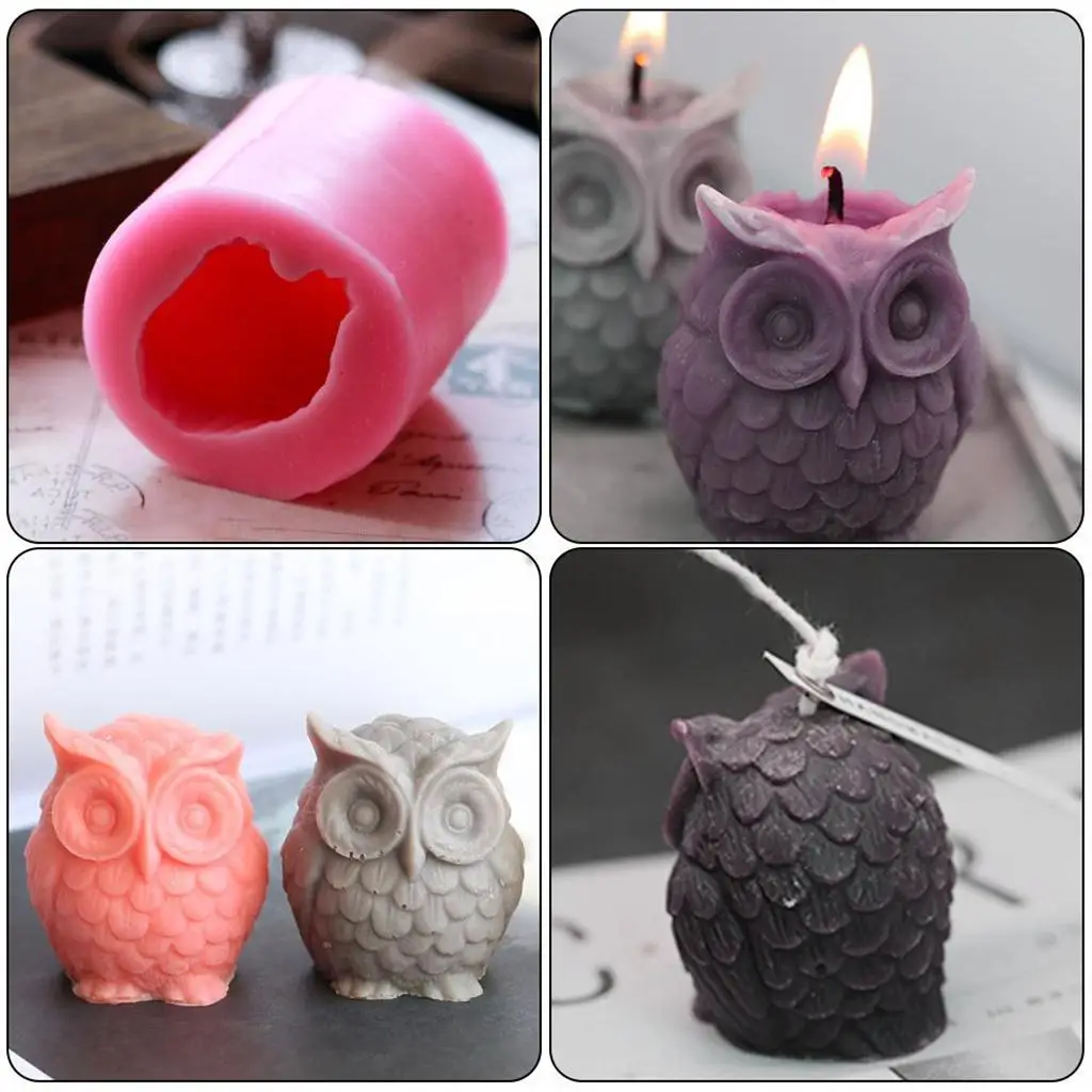 2-4pack 3D Owl Candle Mold Owl Silicone Mould for Cake Decorating Chocolate