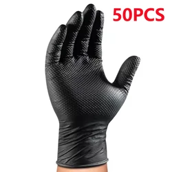 Heavy Duty Black Nitrile Disposable Gloves - 8 - Mil, Latex - Free, Diamond Textured - XL (Diamond Black 50PCS)