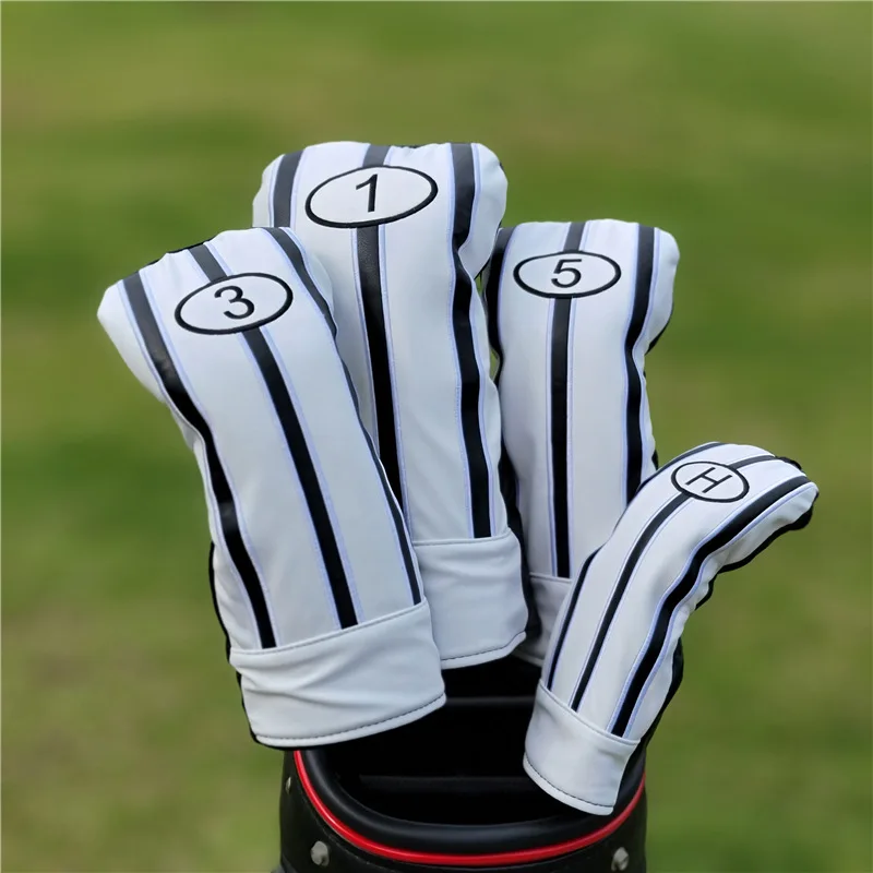 

Простая полосатая вышитая Обложка для гольф-клуба, гибридная Обложка для водителя, 135H комплект, защитный головной убор, аксессуары для гольфа, унисекс, Новинка