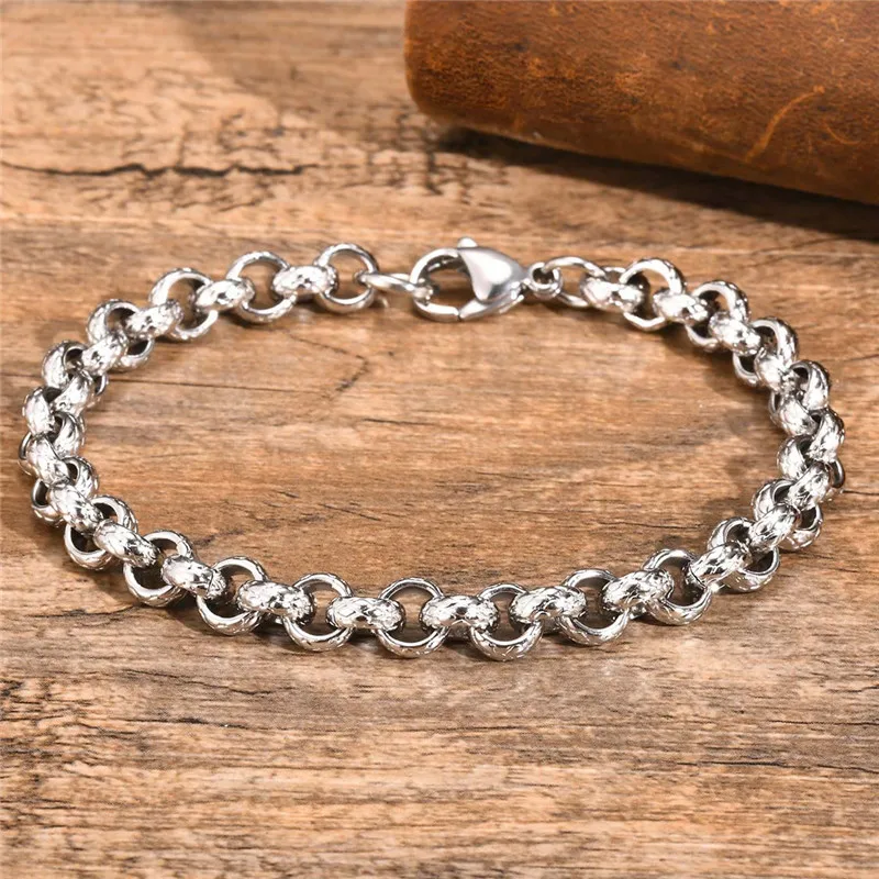 أساور سلسلة مستديرة من جلد البقر مكتنزة للرجال ، س...