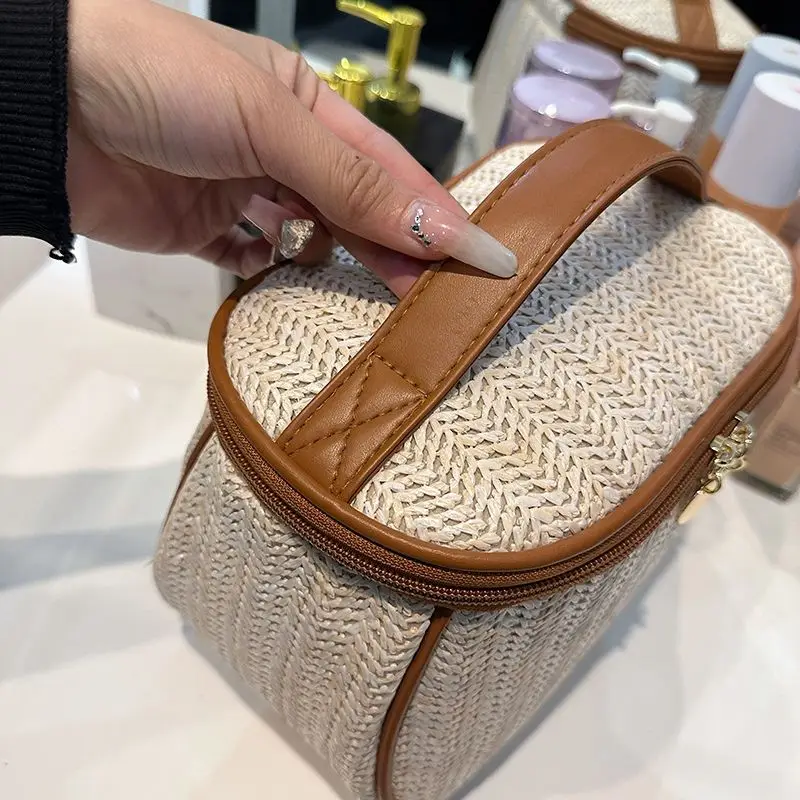 Large Capacity Portable Makeup Bag Waterproof High Beauty Woven Toiletries Bag Travel Frosted Cosmetics Storage Make Up Cases