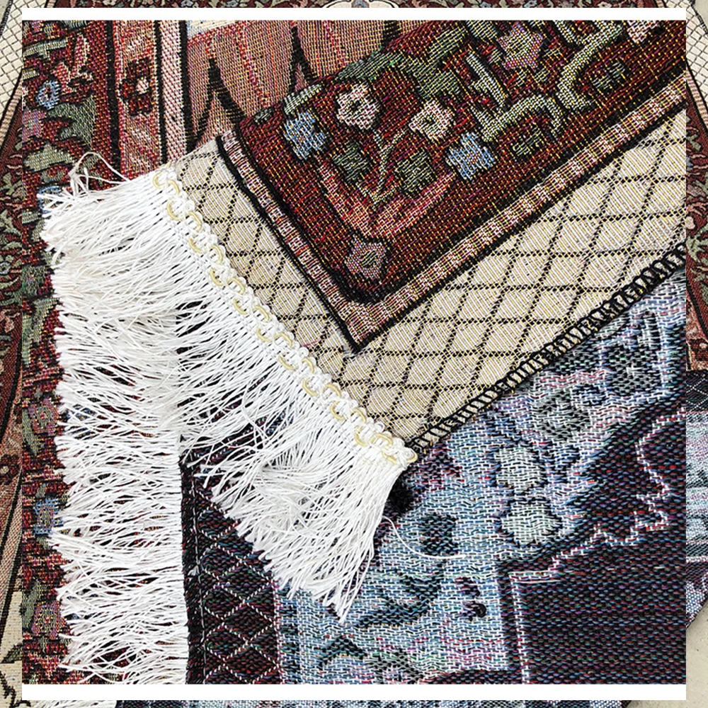 Muslim Carpet Blanket Prayer Rug Tapete with Tassel Storage Bag Islamic Mat Qibla Blanket  Embroidery Home Decoration 110x70cm