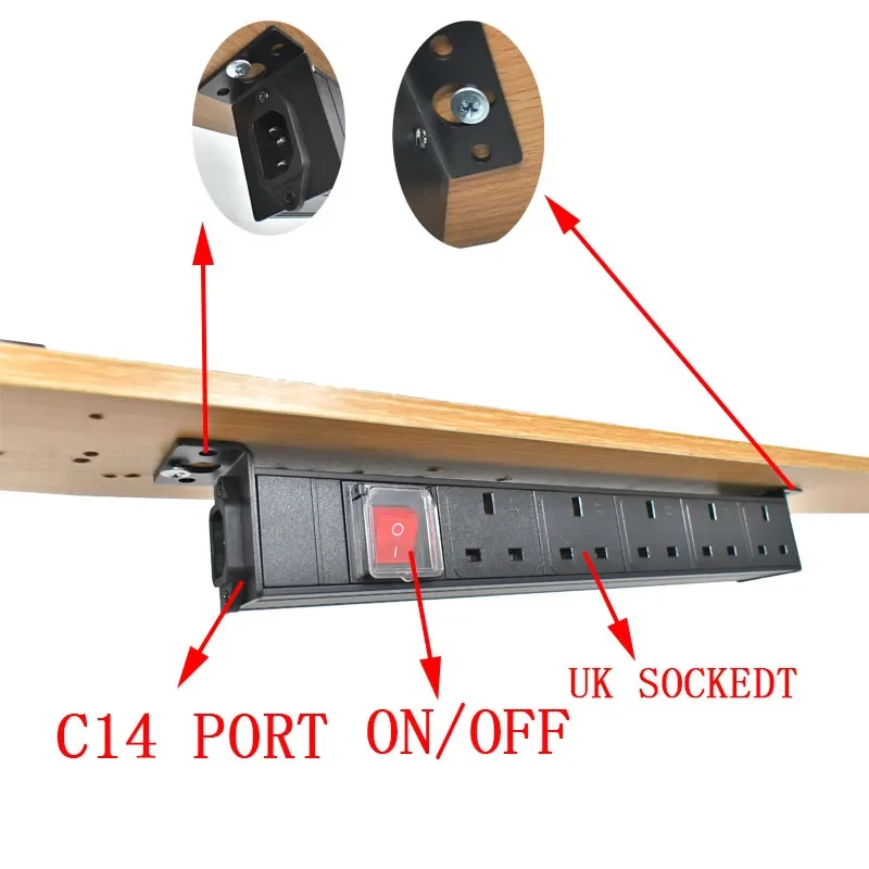 Блок распределения питания с портом C14, PDU, UK, скрытая патч-панель с выходом 1-9 переменного тока, 13 А, 4000 Вт, беспроводная