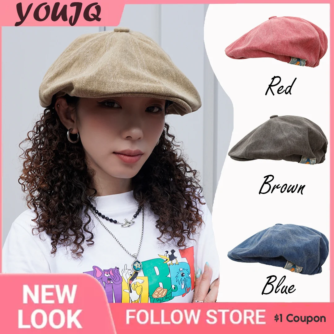 

Retro Lvy Beret Hats for Men Berets British Western Style Cap Classic Woman Vintage Washed Cotton Beret Casquette Homme Bonnet