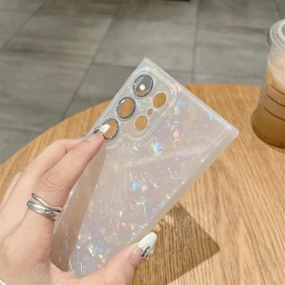 Luxury Shell Pattern Glitter Lens Protector Case - Shockproof Slim Cover