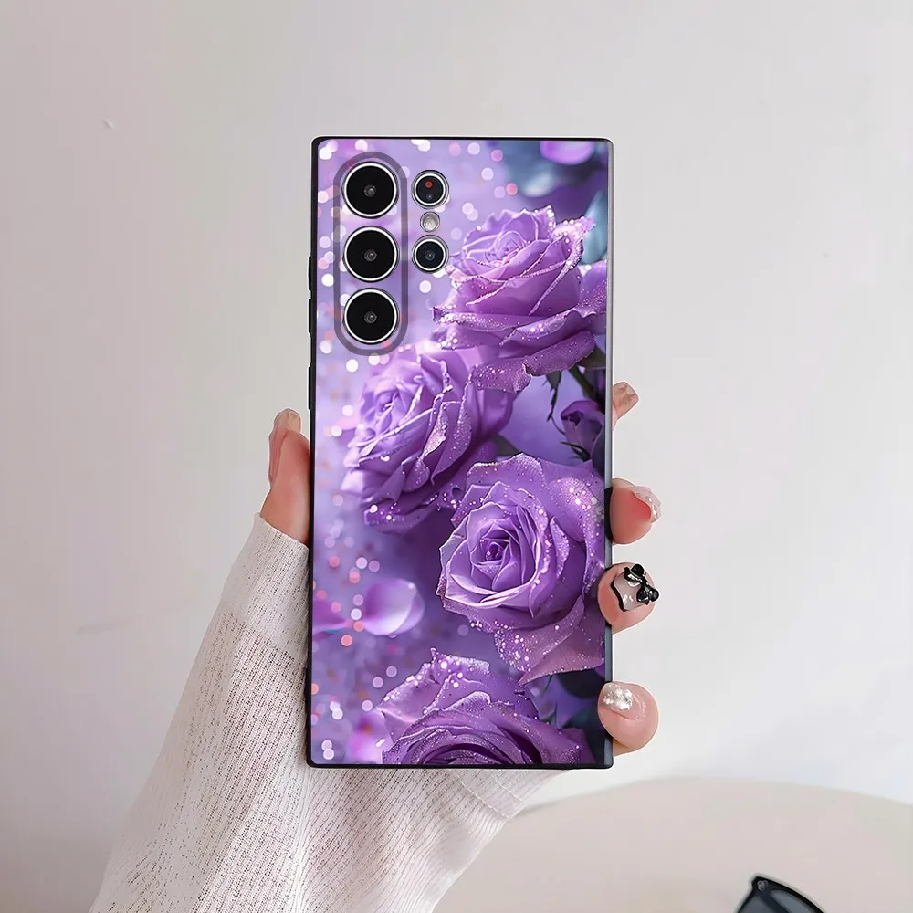 Elegant Pink & Purple Peony Frosted Non-Slip Phone Case