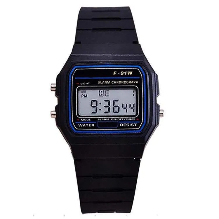 Montre de luxe pour femmes, marque supérieure, Harajuku, Silicone WR F91W, LED, électronique, étanche, multifonction, carrée, numérique