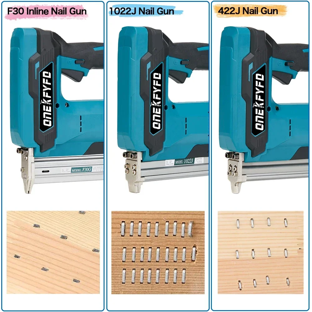 F30/422J/1022J Brushless Electric Nail Gun  frame Nailer Tacker Furniture Staple Gun Woodworking Tool For Makita 18V Battery 2