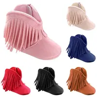 Baby Shoes Boots Newborn Infant Boy Girl Soft Sole Boots Tassels Moccasins Crib Solid Shoes 0-18M 5