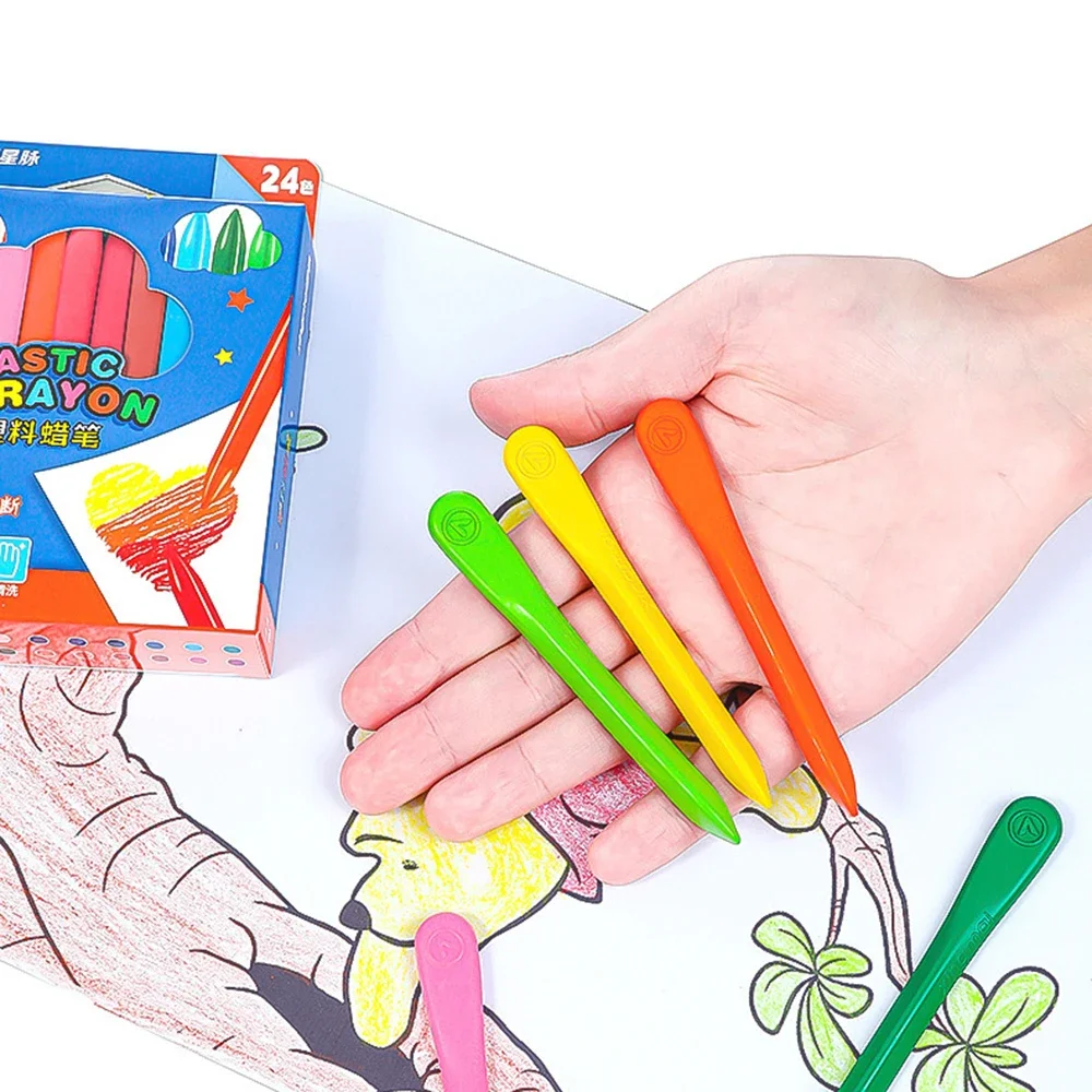 12/18/24/36 Colors Plastic Crayons Washable Erasable For Painting Kids Students Draw Art Supplies School Stationery