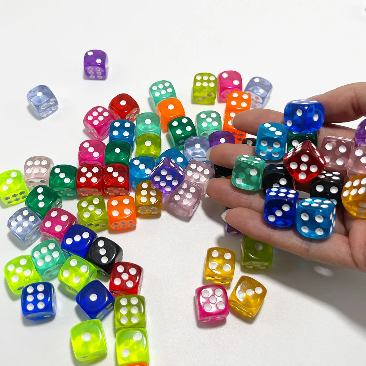 9pcs/set Dice Set Portable Transparent Storage Box for Math Games Gaming Enthusiasts