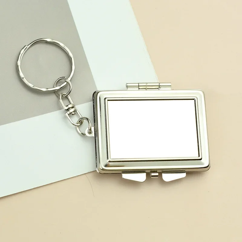 Mini Keychain Mirror Folding Pocket Double Makeup Mirror Heart-Shaped Round Cosmetic Mirror Small Portable for Travel
