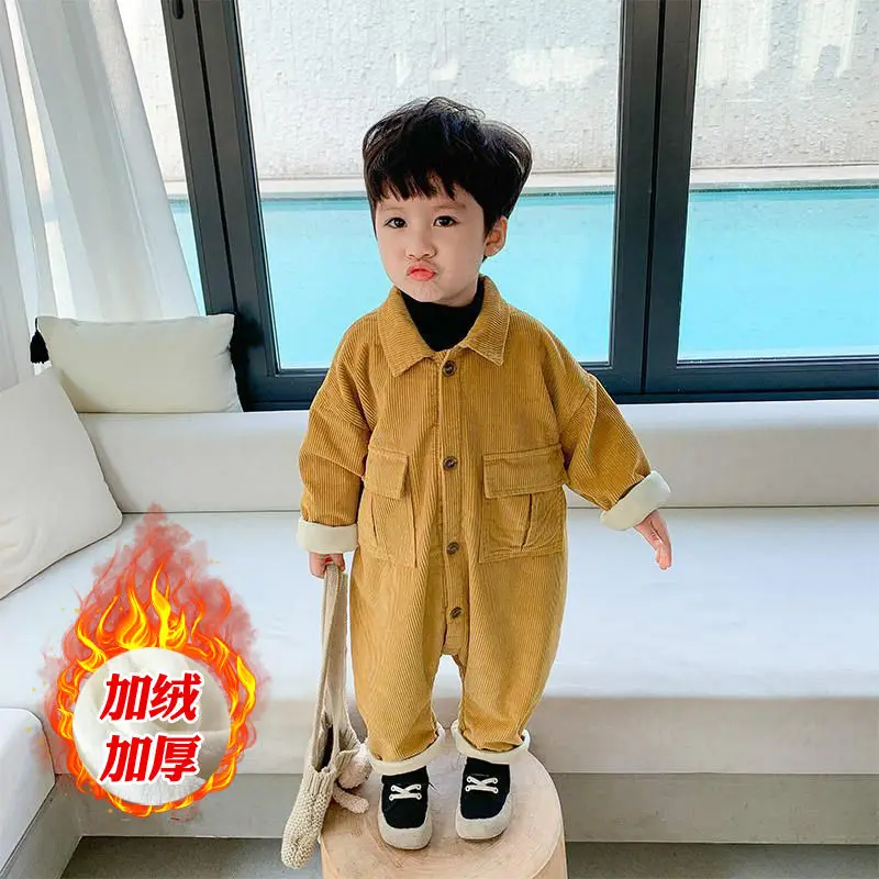 

Baby Winter Clothes Baby Plus Velvet Clothes 0-4 Years Old Baby Girls Boys Winter Baby Corduroy Jumpsuit Clothes Newborn Romper
