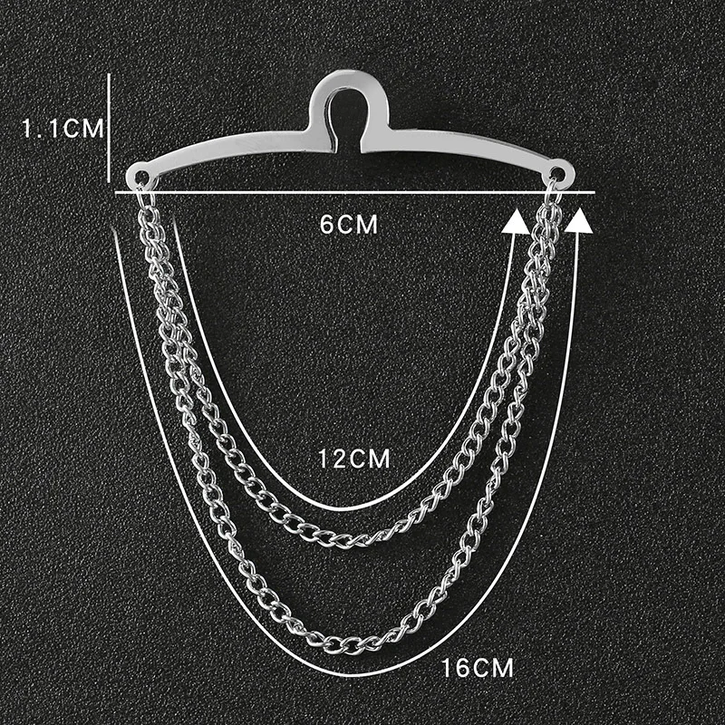 Elegant Men's Metal Brooch Pin and Necktie Chain Accessory