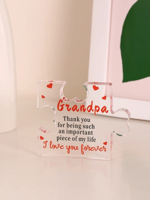 Targa Acrilica Per Nonno Con Base Legno - Regalo Emozionale Per Compleanno, Festa Del Papà O Dei Nonni - Foto 10