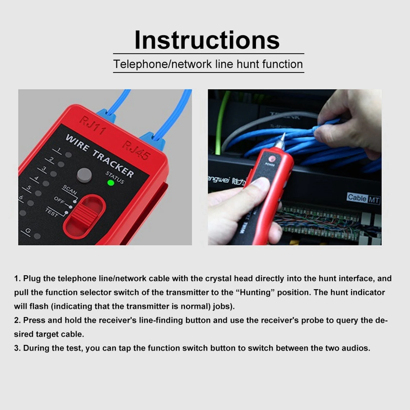 1~1000 meter multifunctional multi audio pulse cable tester telephone line network cable wire locator
