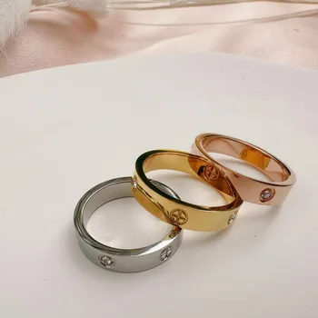 Trend Luxury Brand Cross Stainless Steel Zircon Ring With Stone For Woman Girl For Men Couple Finger Wedding Ring bague femme 1