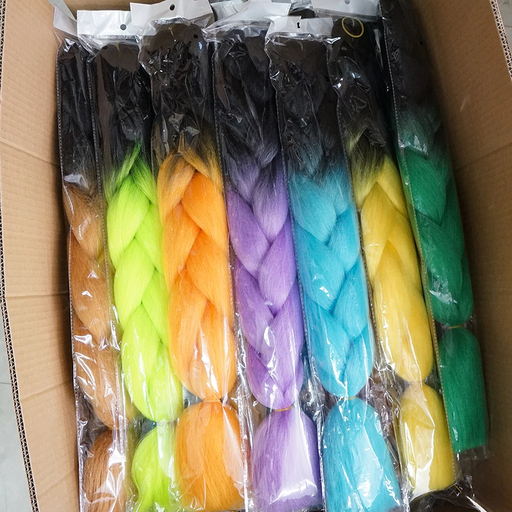 24 Inch Jumbo Braiding Hair Extensions For Box Twist Braid Accessorie Pre Stretched Afro Fake Hair Wholesale Jumbo Crochet Braid