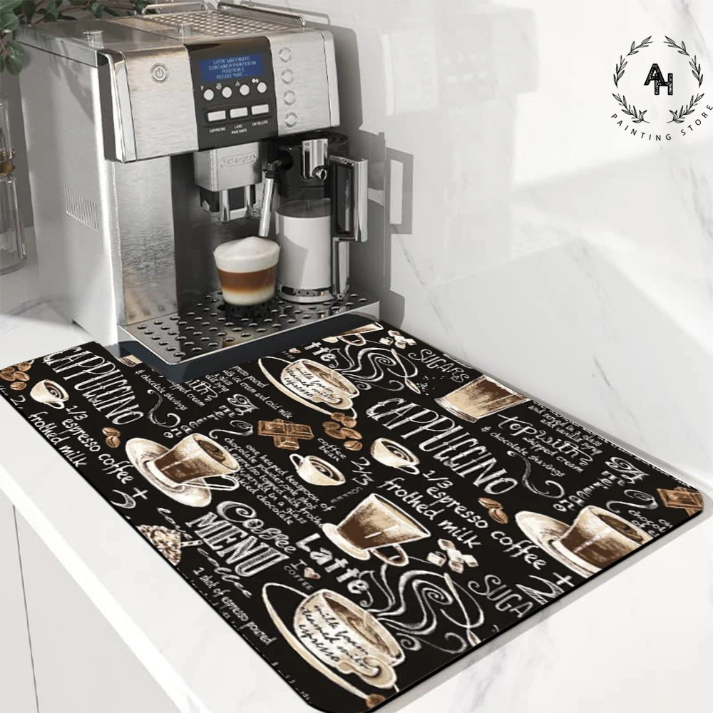 

Coffee Black Dish Drying Mat For Kitchen Coffee Maker Drying Mats Absorbent Diatom Mud Drain Pad Dishes Cup Bottle Draining Mat