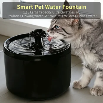 Fontana d'Acqua per Gatti 1.8L, Distributore d'Acqua Ricircolante per Animali Domestici, Ciotola Silenziosa Elettrica USB con Filtro per Cani e Gatti