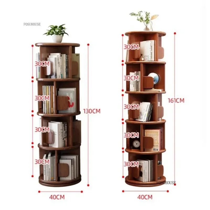 Modern Wooden Rotating Bookshelf 360 Cabinet Floor Rack Library Home Living Room Furniture Multi-layer Children's Bookcase