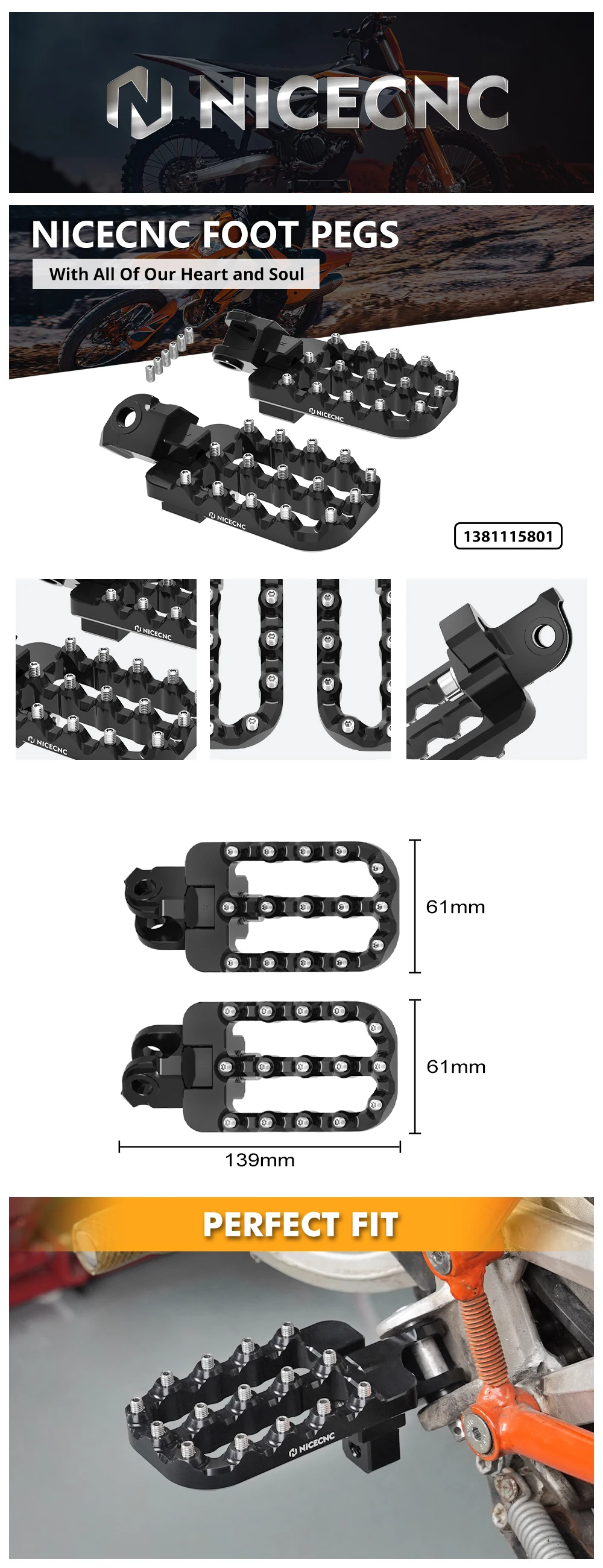 Für KTM 790 890 Adventure/R Verstellbare Fußrasten 1050 1090 1190 Adventure 1290 Super Adventure R S T Husqvarna 701 SM – Detail 1