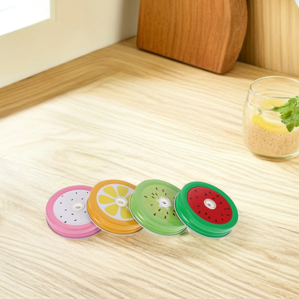16pcs Mason Jar Lids With Straw Hole Metal Reusable Leak-Proof Regular Mouth Replacement Covers For Storage Canning Yogurt Jar 3