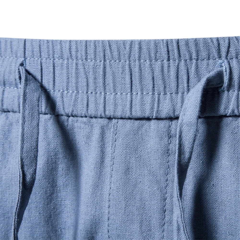 AIOPESON Cotton Linen Men's Shorts Solid Color Breathable Casual Gym Shorts Men Summer Beach Fashion Shorts for Men 4
