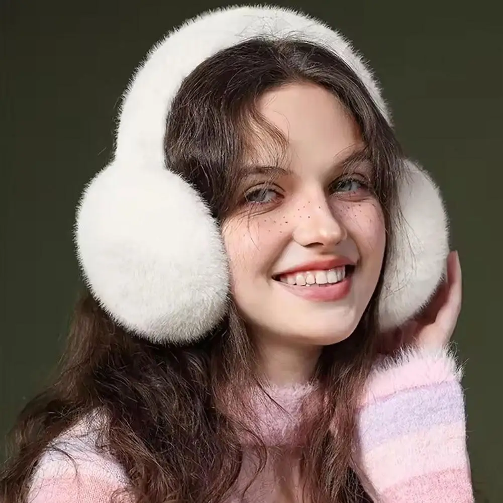 Earmuffs Fashion Winter Warm Fluffy Ear Muff for Women Soft Plush Earmuffs Girls Boys Cold Weather Ear Warmer Foldable Earflaps