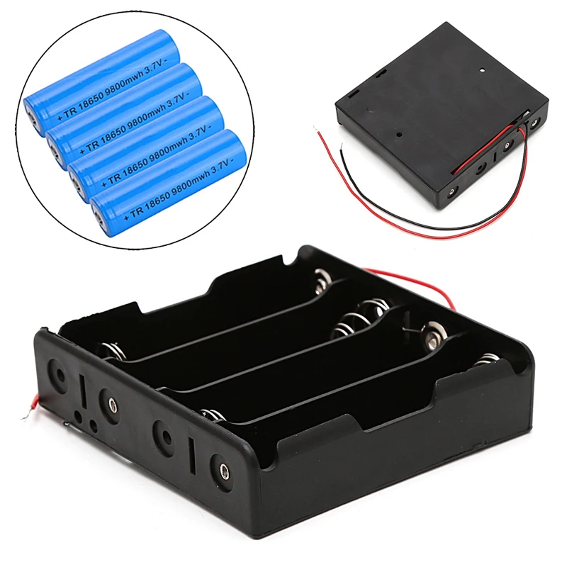 5 Pcs 18650 Rechargeable Battery 3.7V Clip Holder Box for Case With Wire battery holder