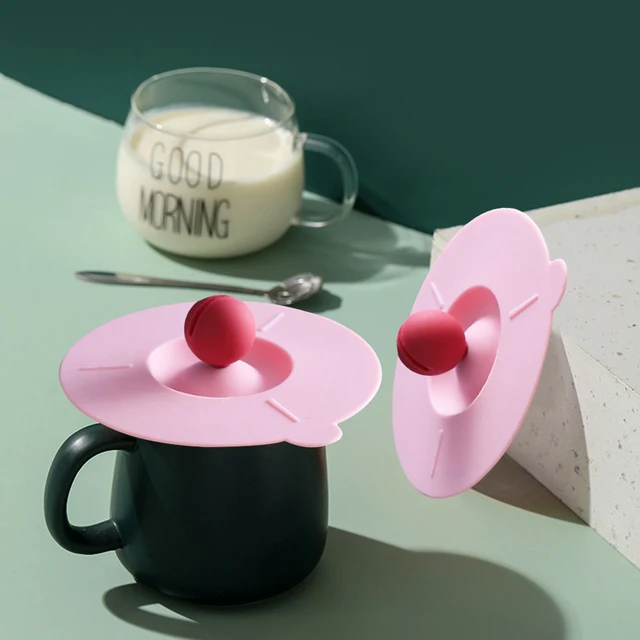 Silicone Cup Lid Spoon Rest Household Sealed Leak-Proof Tea Coffee Mug Cup  Cover Cute Drinking Accessories with Spoon Holder - AliExpress