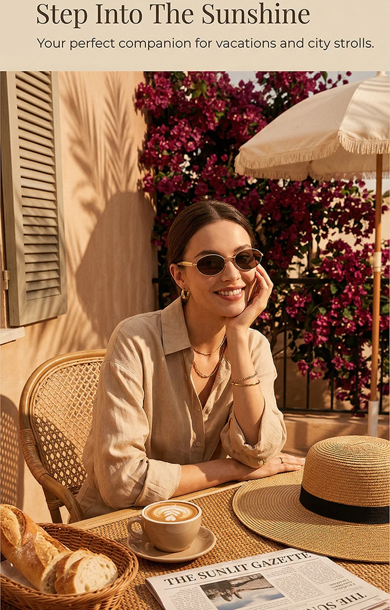Vantique Metal Oval Sunglasses-Giltoria