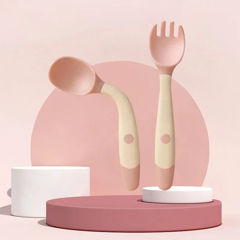 Soft Bendable Silicone Baby Spoon Fork Set, Fork Spoon Set, Silicone Cutlery Set, Baby Cutlery