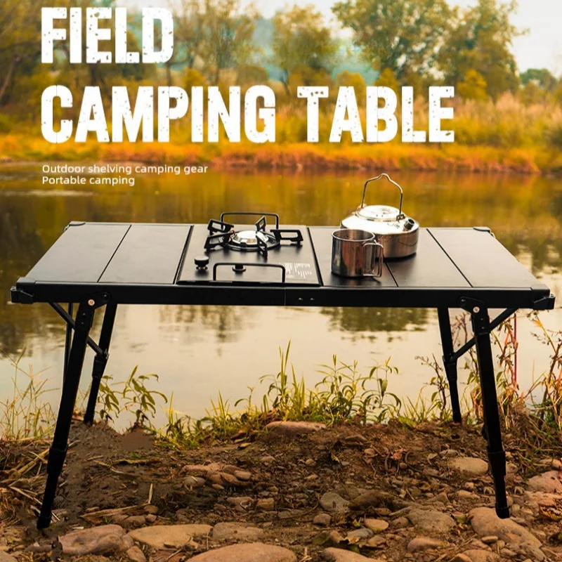 

Outdoor Egg Roll Table Aluminum Plate Folding Portable Liftable Picnic Table Lightweight Barbecue Table Camping IGT Table