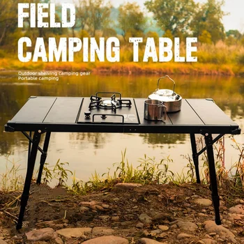 야외 에그 롤 테이블 알루미늄 플레이트 접이식 휴대용 리프팅 피크닉 테이블, 경량 바베큐 테이블, 캠핑 IGT 테이블