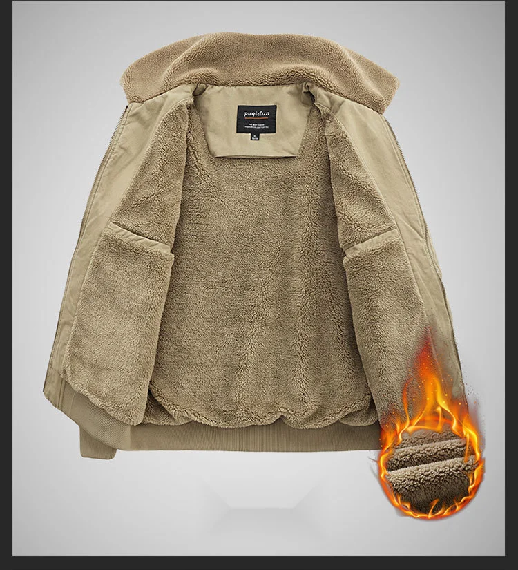 Winter für die Arbeit von Männern, Plüschisolierung, Militär-Jugend-Revers-Baumwolljacke, lockere Größe, Lammkaschmirjacke_voghion.com