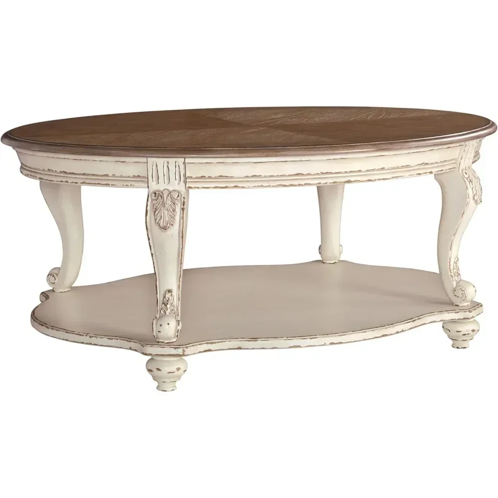 Signature Design by Ashley Realyn Casual Cottage Coffee Table, Antique White & Brown coffee tables mesas de centro para sala