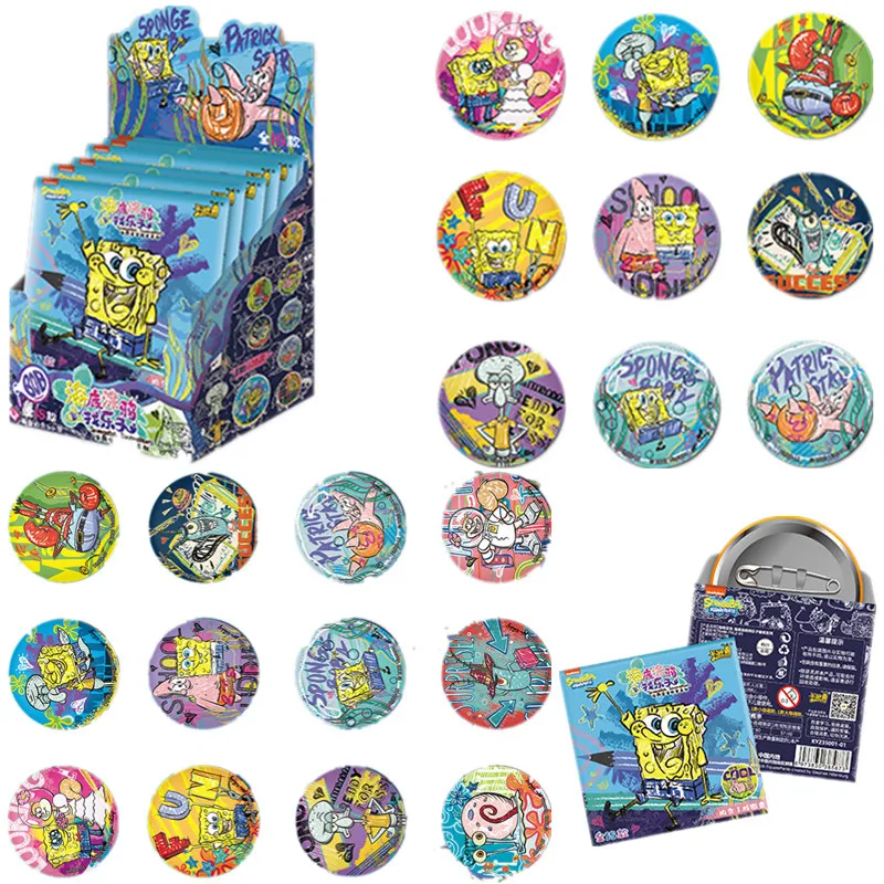 

KAYOU SpongeBob SquarePants Badge Brooch Pins Rare Cartoon Figure Anime Backpack Hobby Gifts Toys Breastpin Box