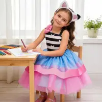 Costume de chat de dessin animé arc-en-ciel pour filles, tenue Tutu de princesse pour enfants, tenue de fête d'anniversaire, Halloween, carnaval 2