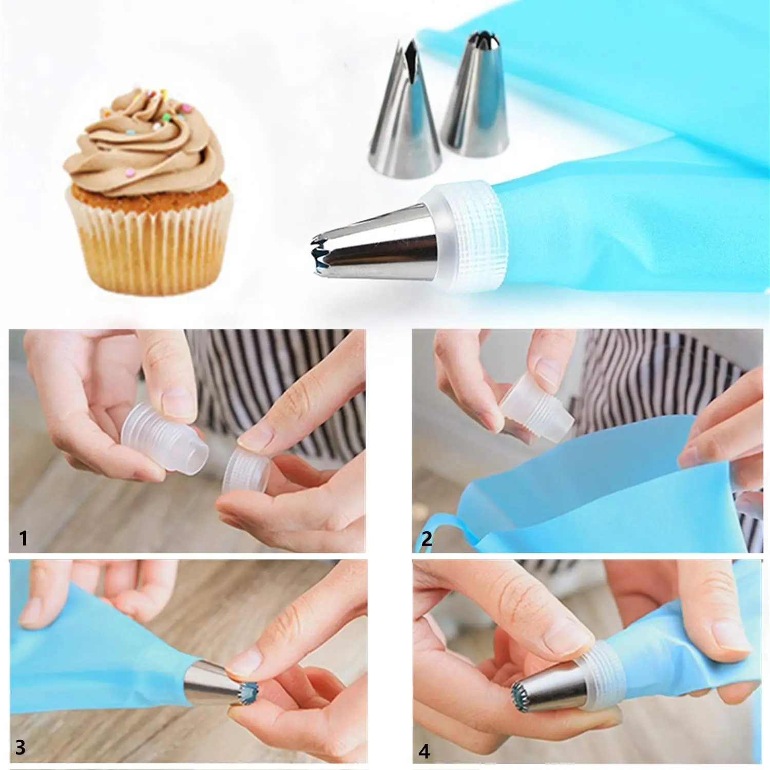 Poche à douille en silicone réutilisable pour glaçage de gâteau bouffant,  accessoire de cuisine pour crème, Chi, DIY - AliExpress