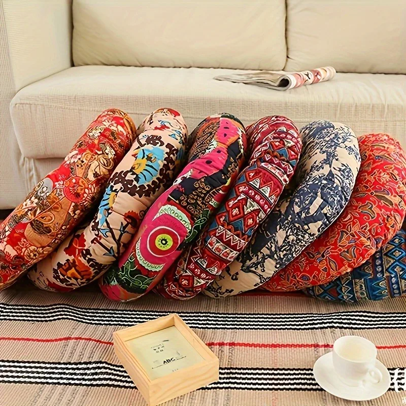 Circular Seat Cushion - Ethnic Fabric Yoga Mat, Thick and Comfortable Seat Cushion, Dining Chair Cushion, Tatami Stool Cushion 2