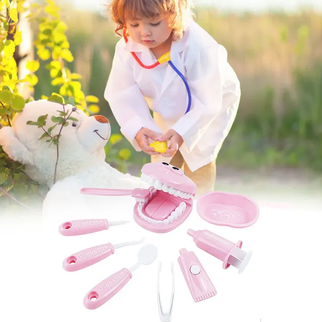 Doctors Set Kids Pretend Play Dentist Check Teeth Model Set Medical Kit Educational Role Play Simulation Learning Toy 4