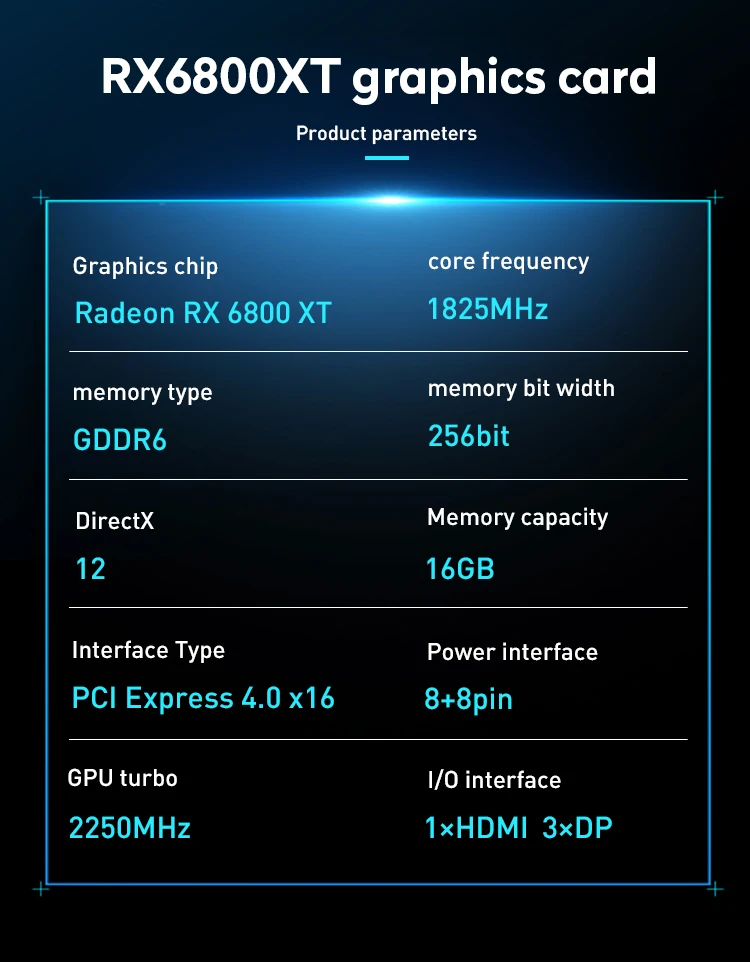 AMD JIESHUO RX 6800XT 16G Graphics Card Support For Computer Games With 256  bit GDDR6 r'x6800xt 16G Computer Video card