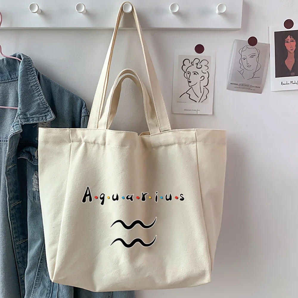 Hopper Women Harajuku Constellation Pattern Printed Tote Bag Shopper Handbag Girl Shoulder Shopping Bag Lady Canvas Bag
